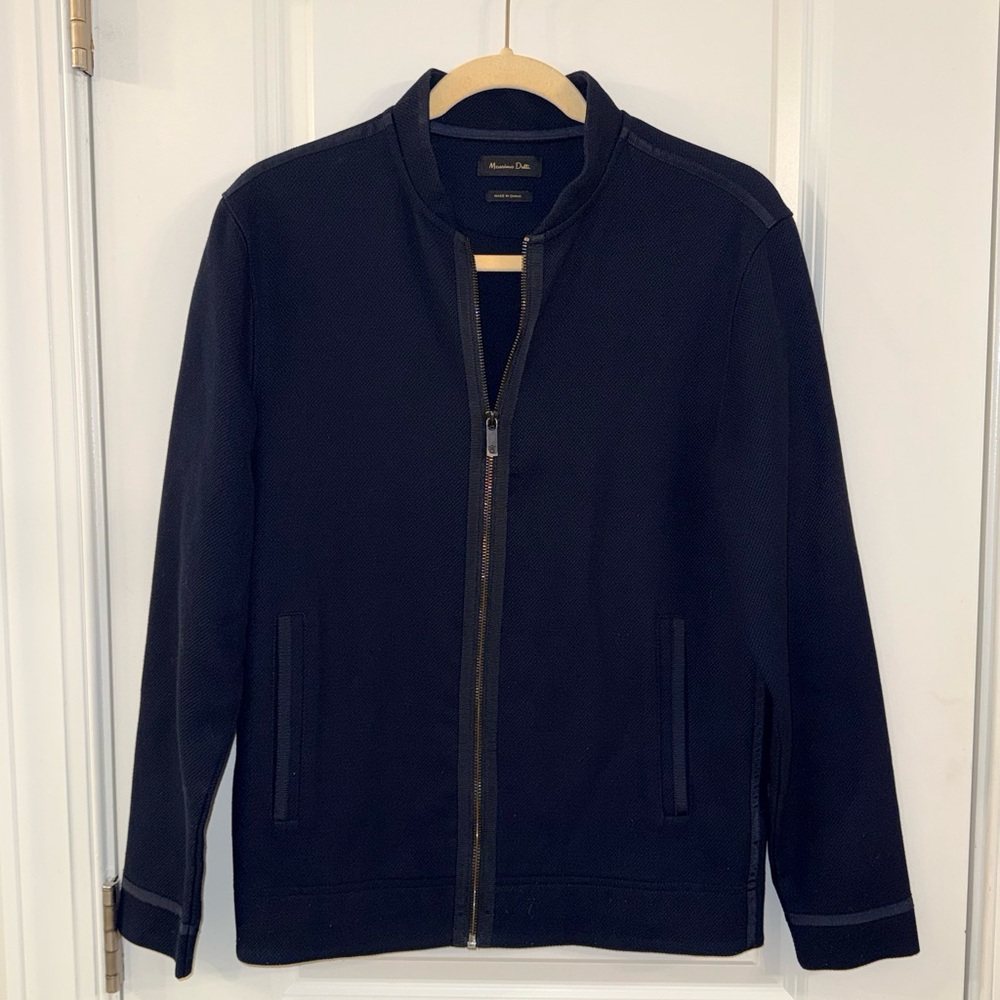 Massimo Dutti Dark Navy Zip-Up Sweater- Size Small